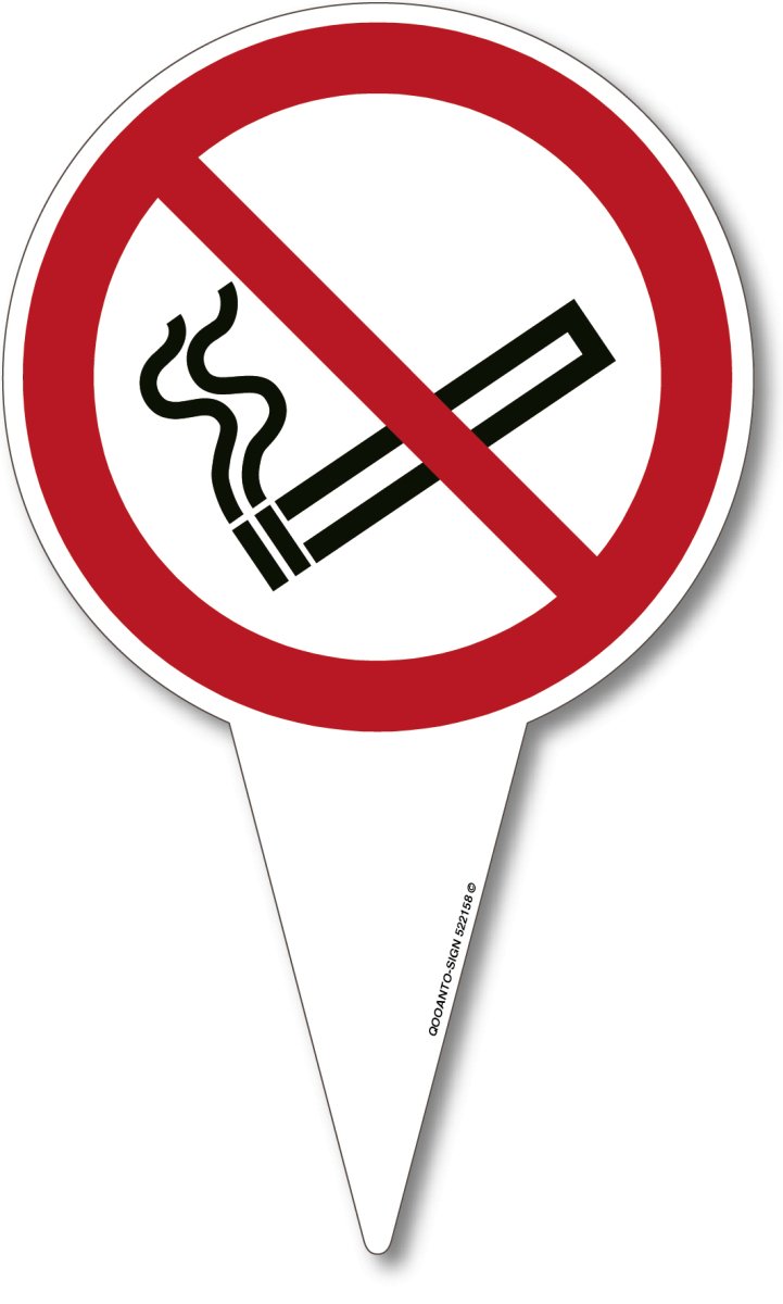 Rauchen Verboten Steckschild mit Erdspiess aus Alu-Verbund mit UV-Schutz - QOOANTO-SIGN