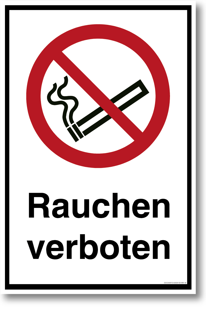 Rauchen Verboten Verbotsschild oder Aufkleber aus Alu-Verbund oder Selbstklebefolie mit UV-Schutz - QOOANTO-SIGN