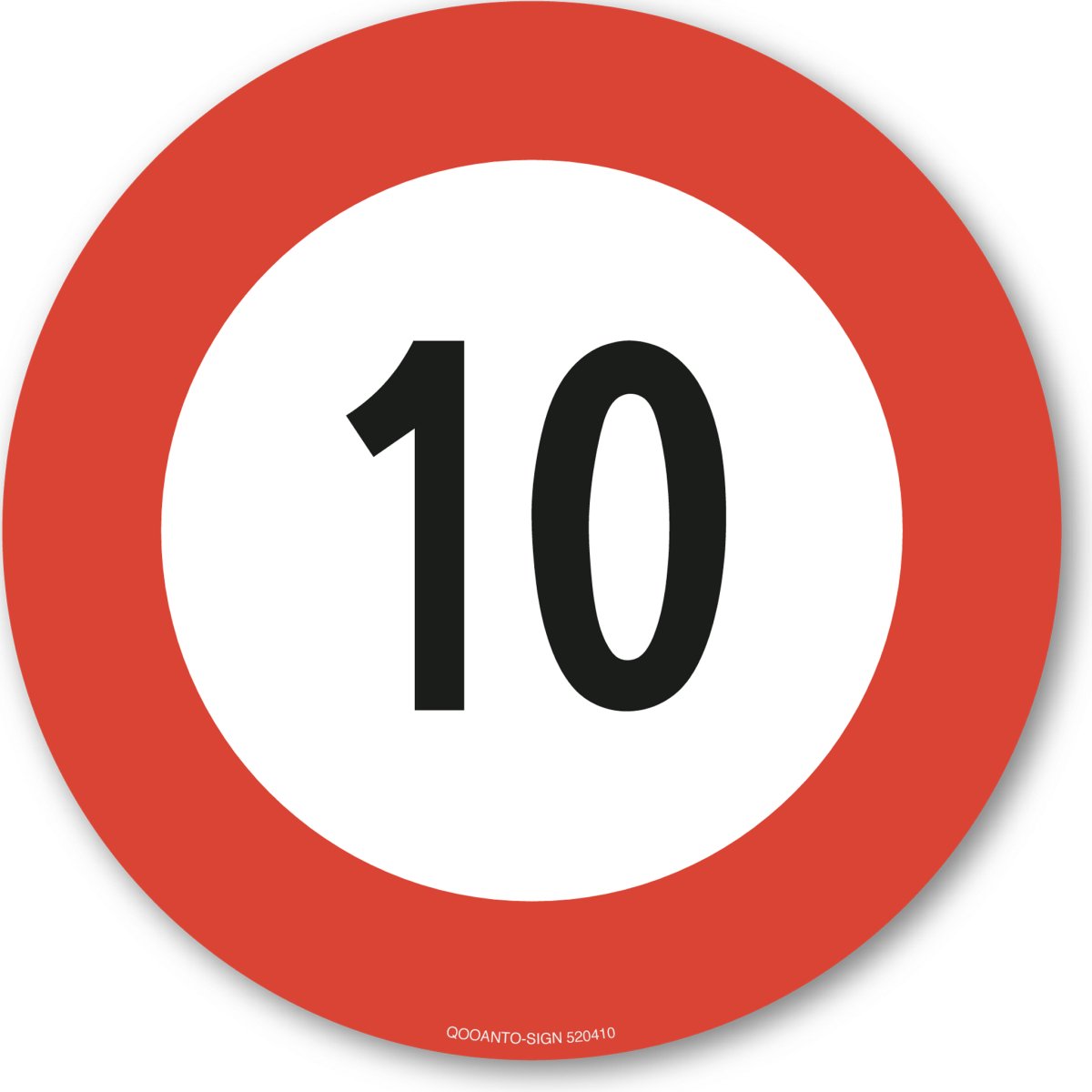 10 Höchstgeschwindigkeit Verkehrsschild oder Aufkleber aus Alu-Verbund oder Selbstklebefolie mit UV-Schutz - QOOANTO-SIGN