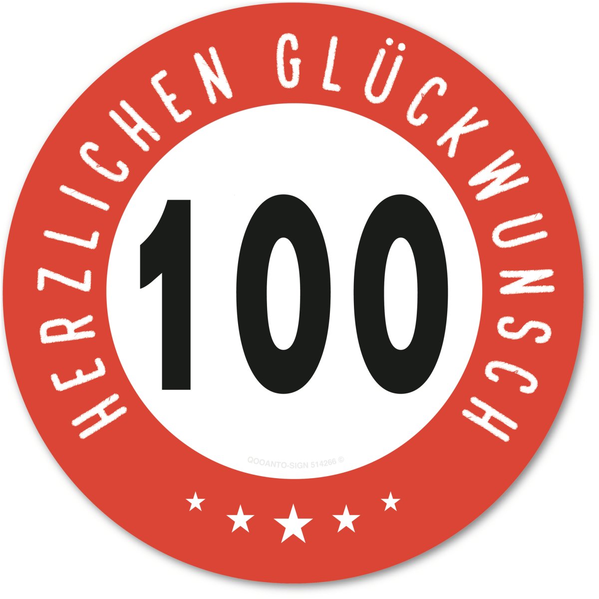 100 Geburtstagsschild mit Text "Herzlichen Glüchwunsch" aus Alu-Verbund mit UV-Schutz - QOOANTO-SIGN