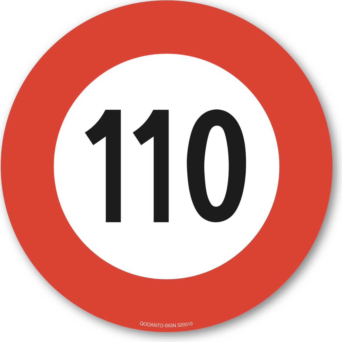 110 Höchstgeschwindigkeit Verkehrsschild oder Aufkleber aus Alu-Verbund oder Selbstklebefolie mit UV-Schutz - QOOANTO-SIGN