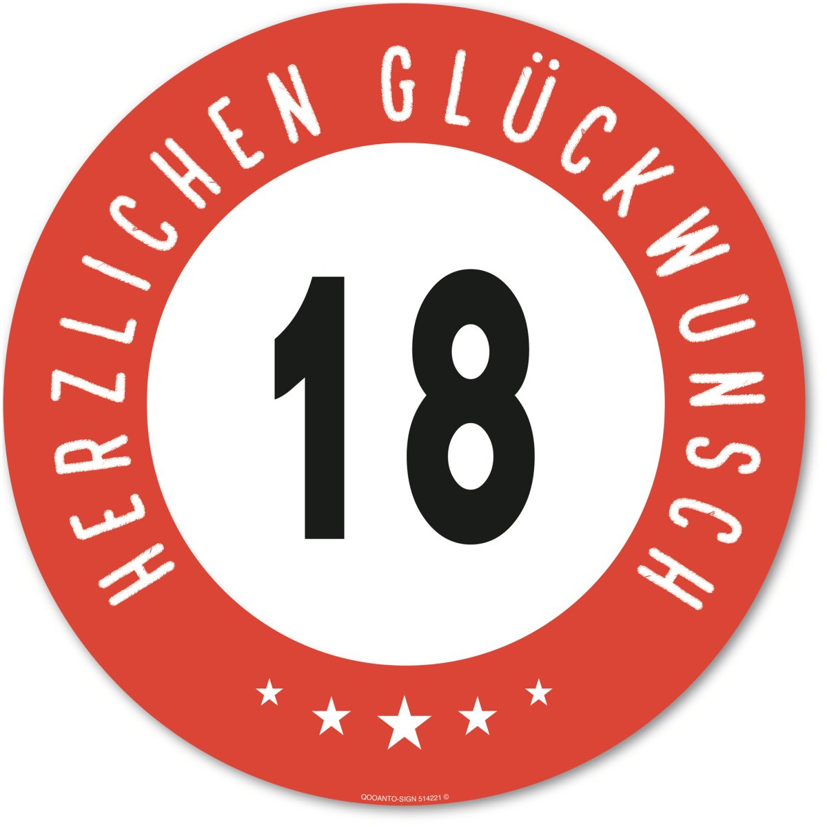 18 Geburtstagsschild oder Aufkleber mit Text "Herzlichen Glüchwunsch" aus Alu-Verbund oder Selbstklebefolie mit UV-Schutz - QOOANTO-SIGN
