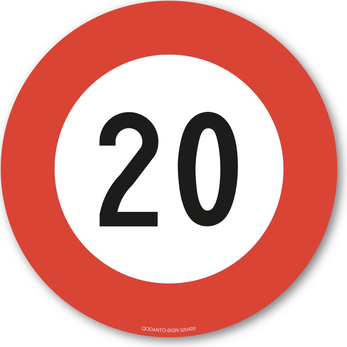 20 Höchstgeschwindigkeit Verkehrsschild oder Aufkleber aus Alu-Verbund oder Selbstklebefolie mit UV-Schutz - QOOANTO-SIGN