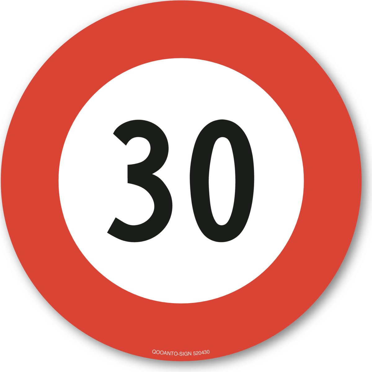 30 Höchstgeschwindigkeit Verkehrsschild oder Aufkleber aus Alu-Verbund oder Selbstklebefolie mit UV-Schutz - QOOANTO-SIGN