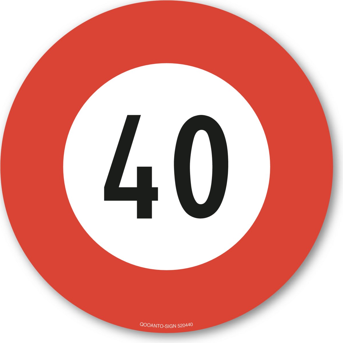 40 Höchstgeschwindigkeit Verkehrsschild oder Aufkleber aus Alu-Verbund oder Selbstklebefolie mit UV-Schutz - QOOANTO-SIGN