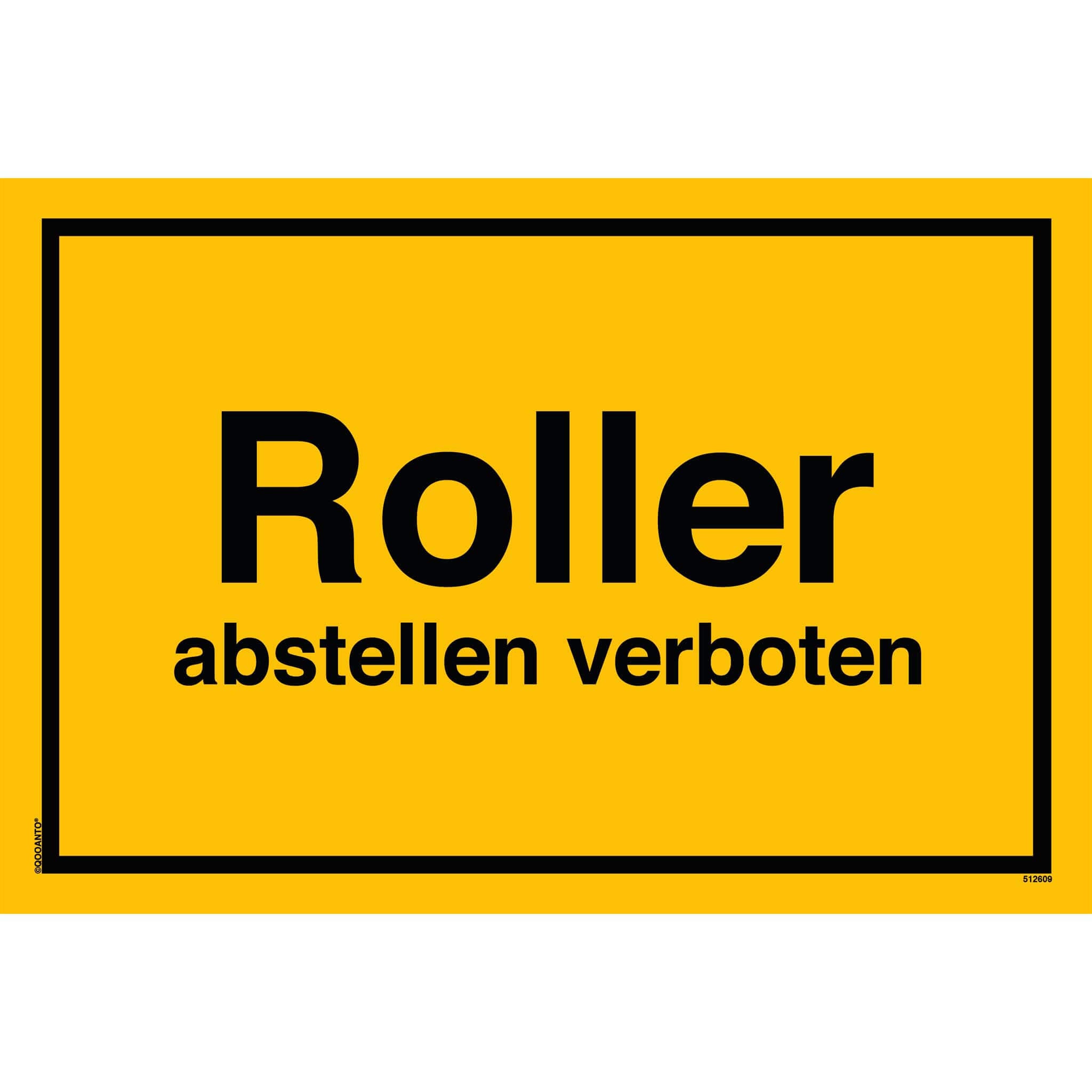 Roller abstellen verboten, gelb, Schild