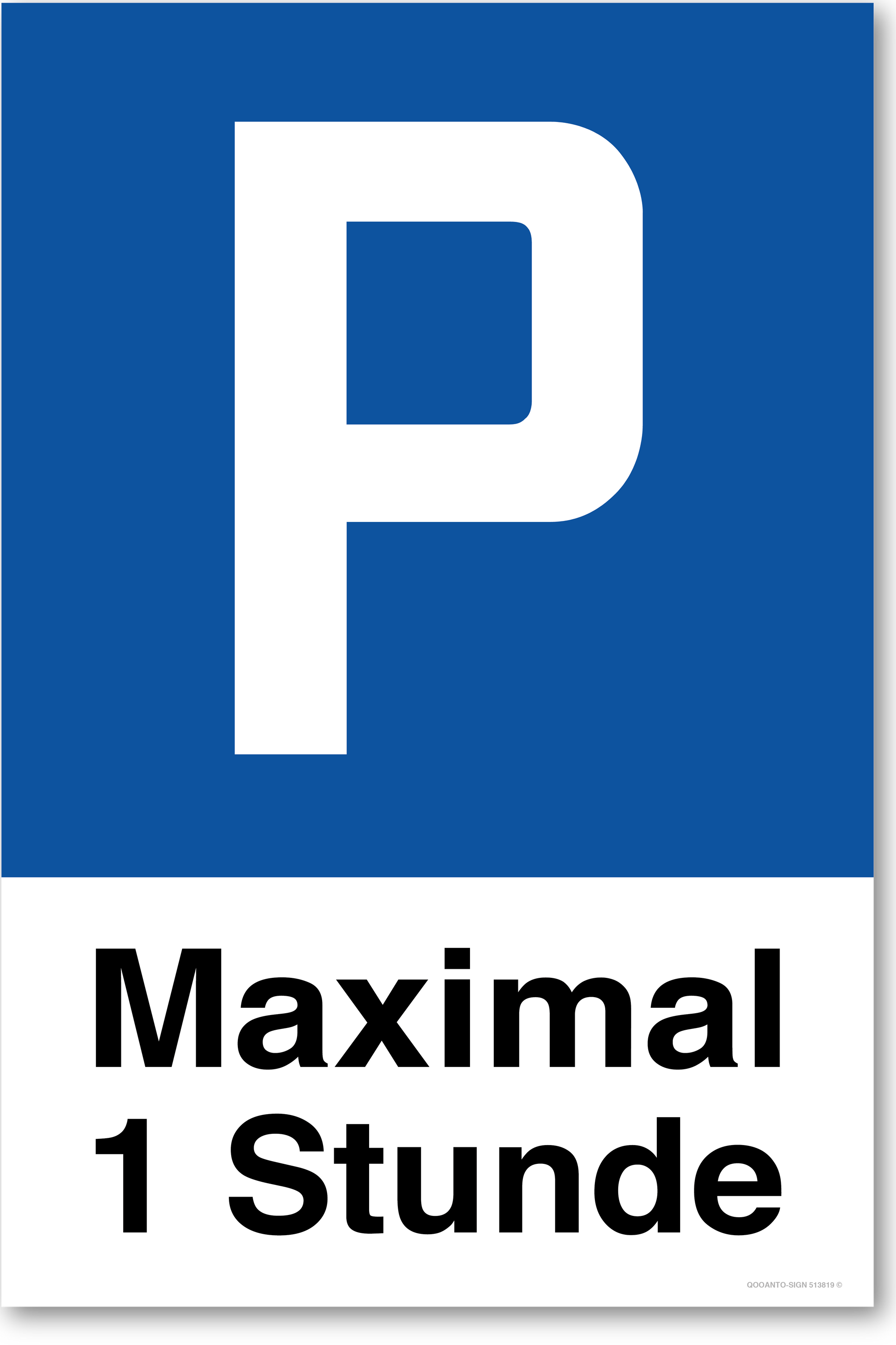 Maximal 1 Stunde - Parkplatzschild hochformat