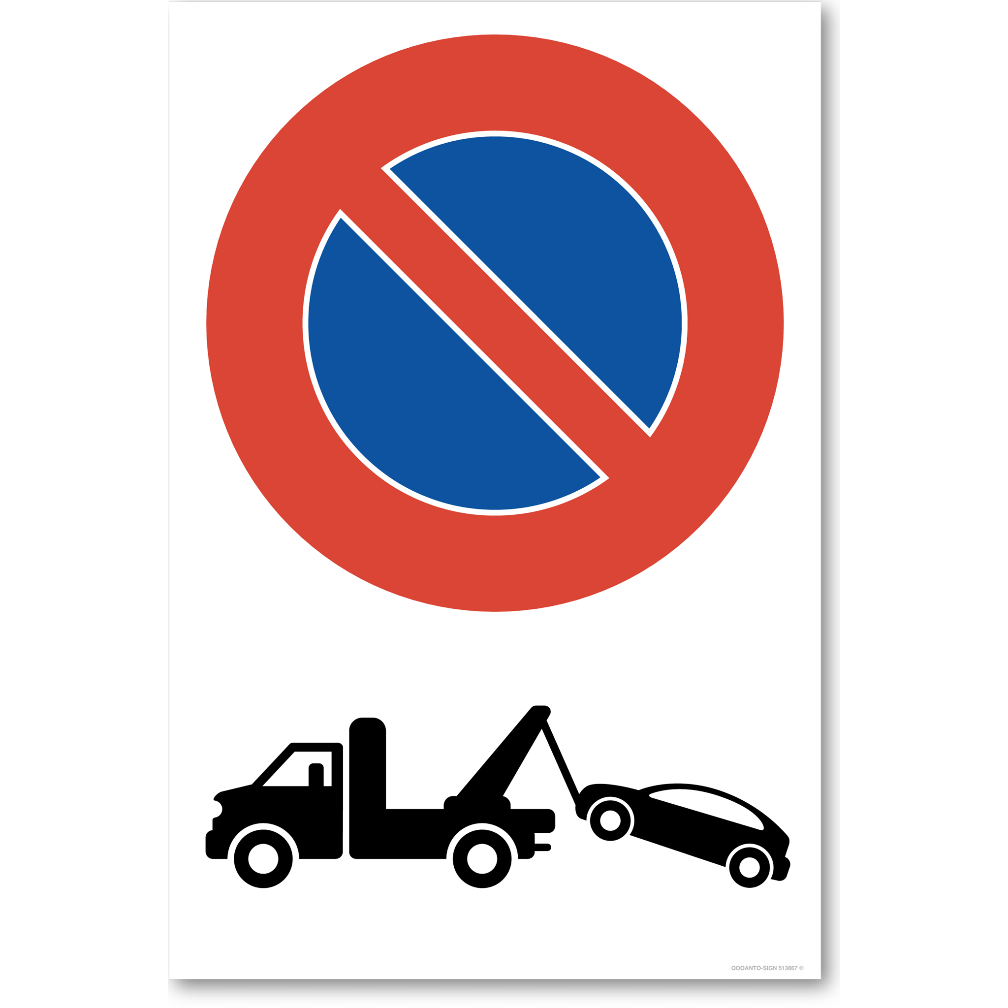 Abschleppwagen - Parkieren verboten - Parkverbotsschild hochformat