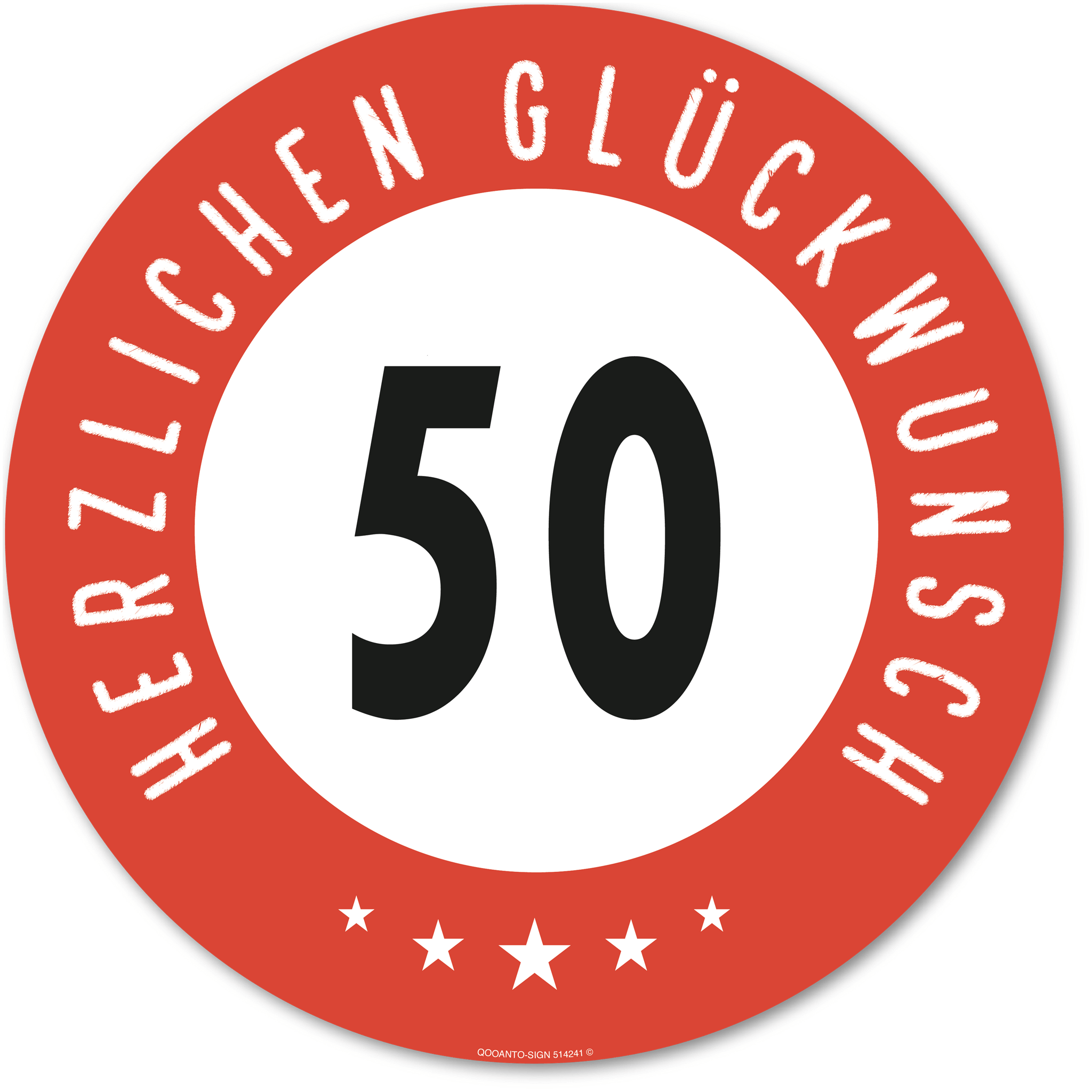 Herzlichen Glückwunsch 50 Jahre mit 5 Sterne - Geburtstag, Jubiläum, Ehrentag, Jahrestag Strassenschild