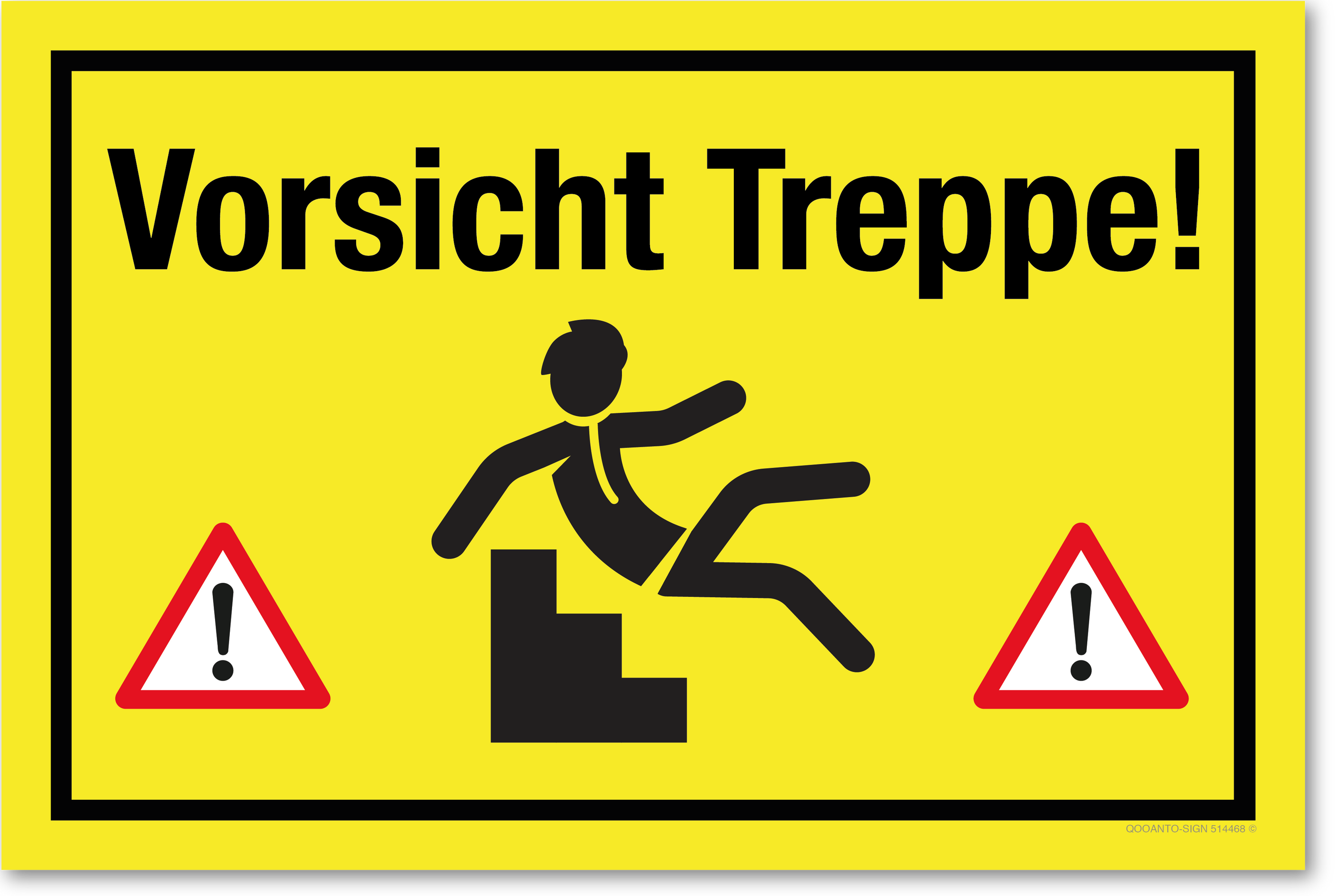 Vorsicht Treppe !, gelb, Schild