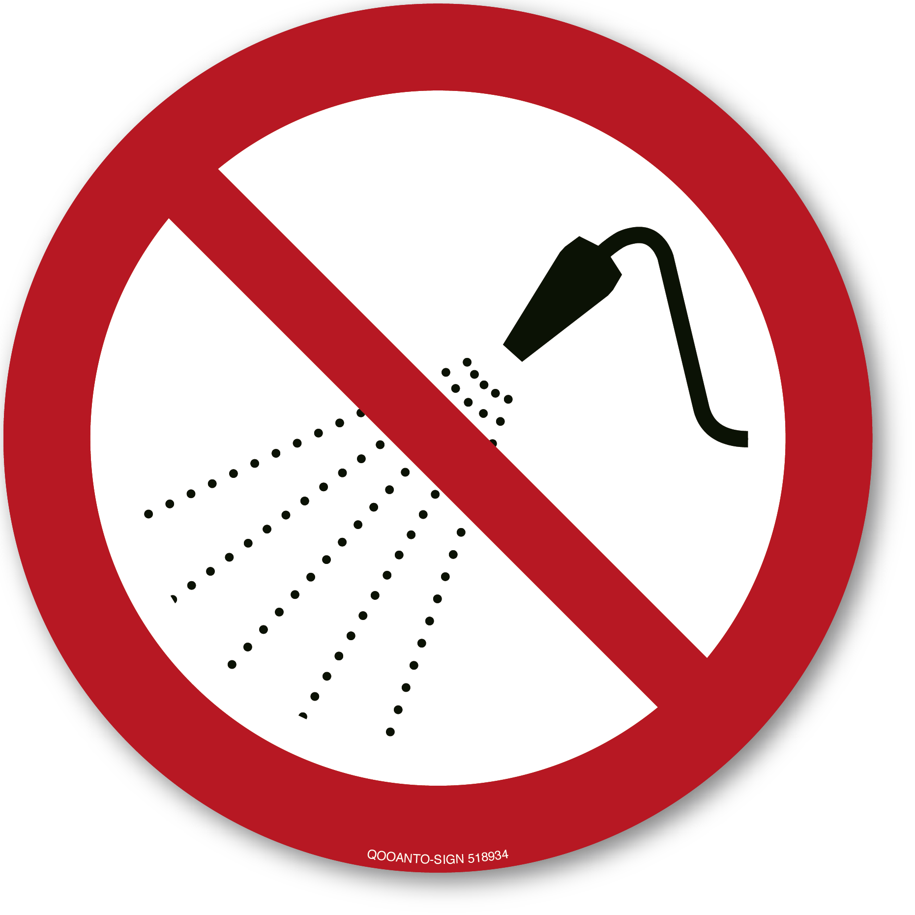 Mit Wasser spritzen verboten, Schild oder Aufkleber