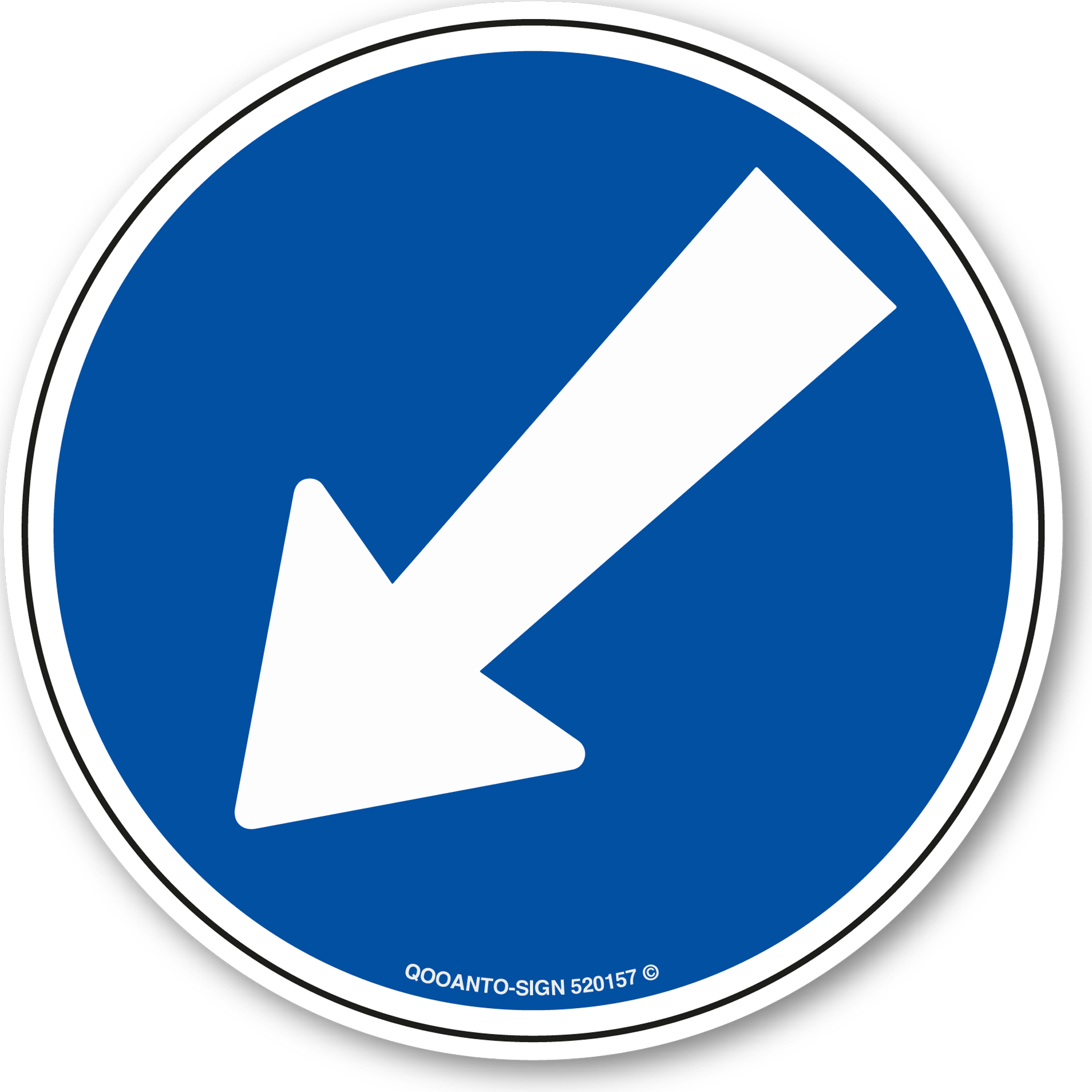 Fahrrichtung links unten, Schild oder Aufkleber