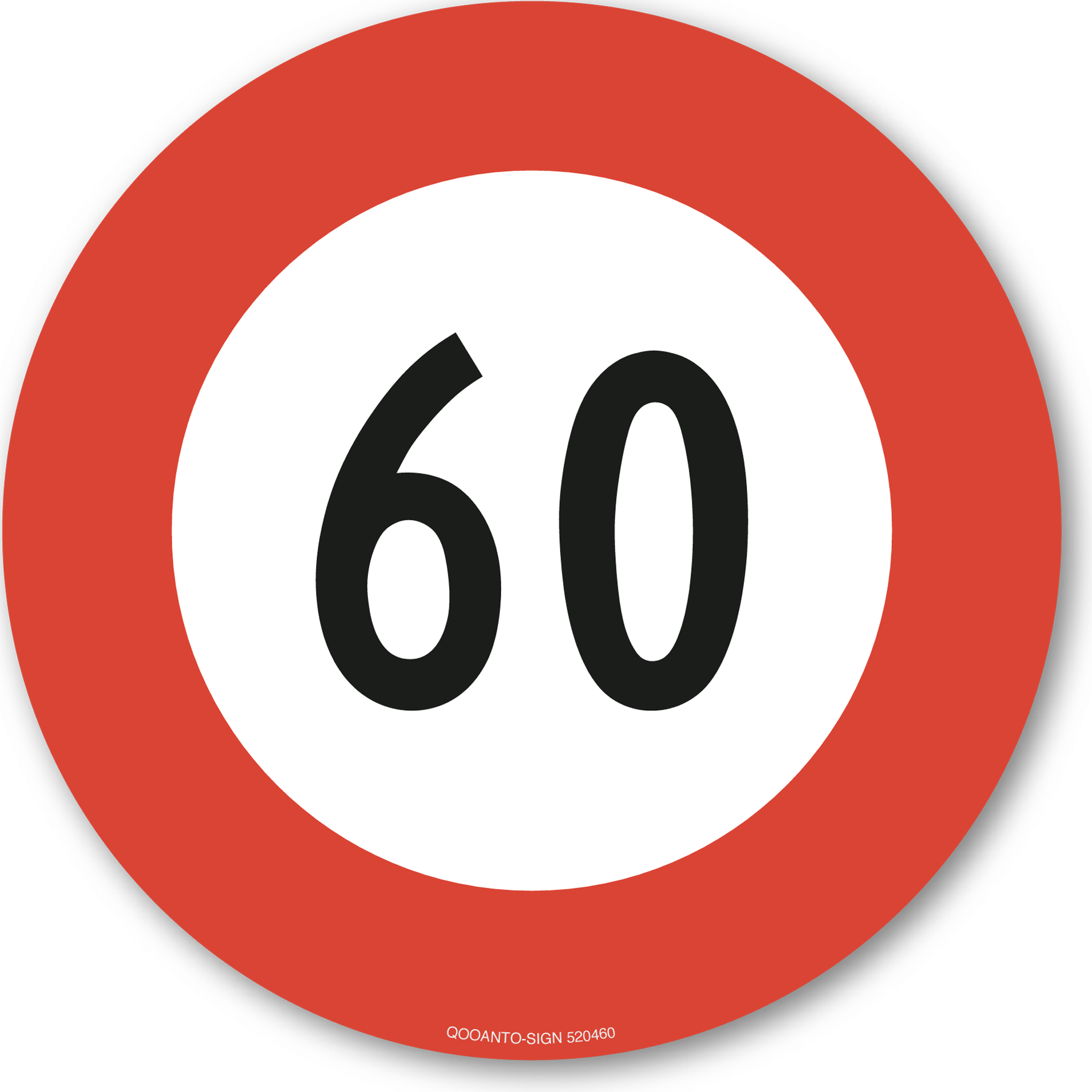 Höchstgeschwindigkeit - 60, Schild oder Aufkleber