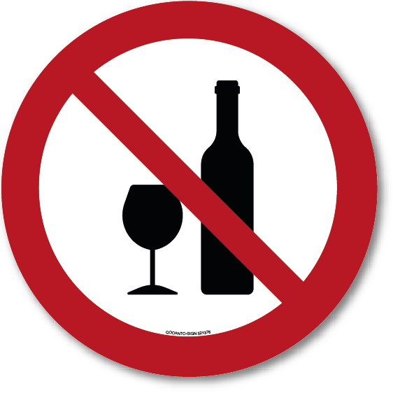 Alkoholverbot, Betriebssicherheitaufkleber mit UV-Schutz, weiss/rot