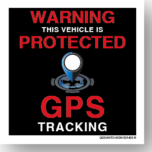 WARNING THIS VEHICLE IS PROTECTED GPS TRACKING, Hinweisaufkleber mit UV-Schutz, schwarz