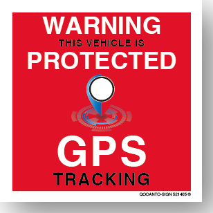 WARNING THIS VEHICLE IS PROTECTED GPS TRACKING, Hinweisaufkleber mit UV-Schutz, rot