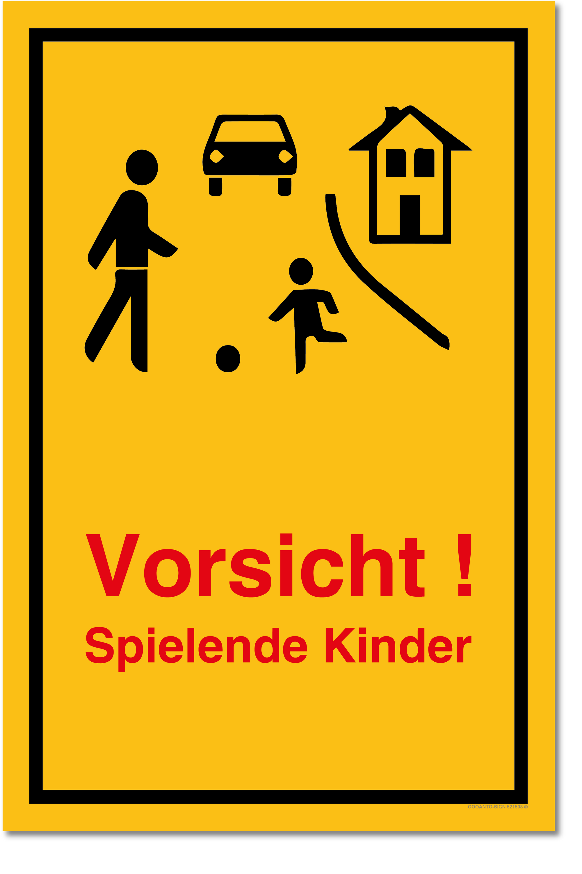 Achtung Kinder Schild, Achtung Kinder Wohnstrasse Gelb, aus Alu-Verbund, mit UV-Schutz