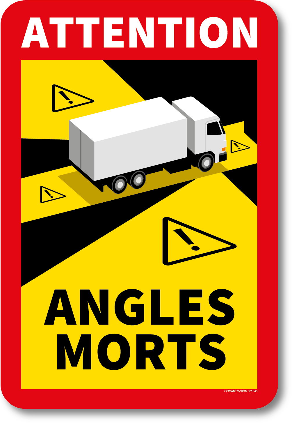 Angle Morts Zeichen für LKW, Hinweisschild, Aufkleber, aus Alu-Verbund oder Selbstklebefolie, mit UV-Schutz