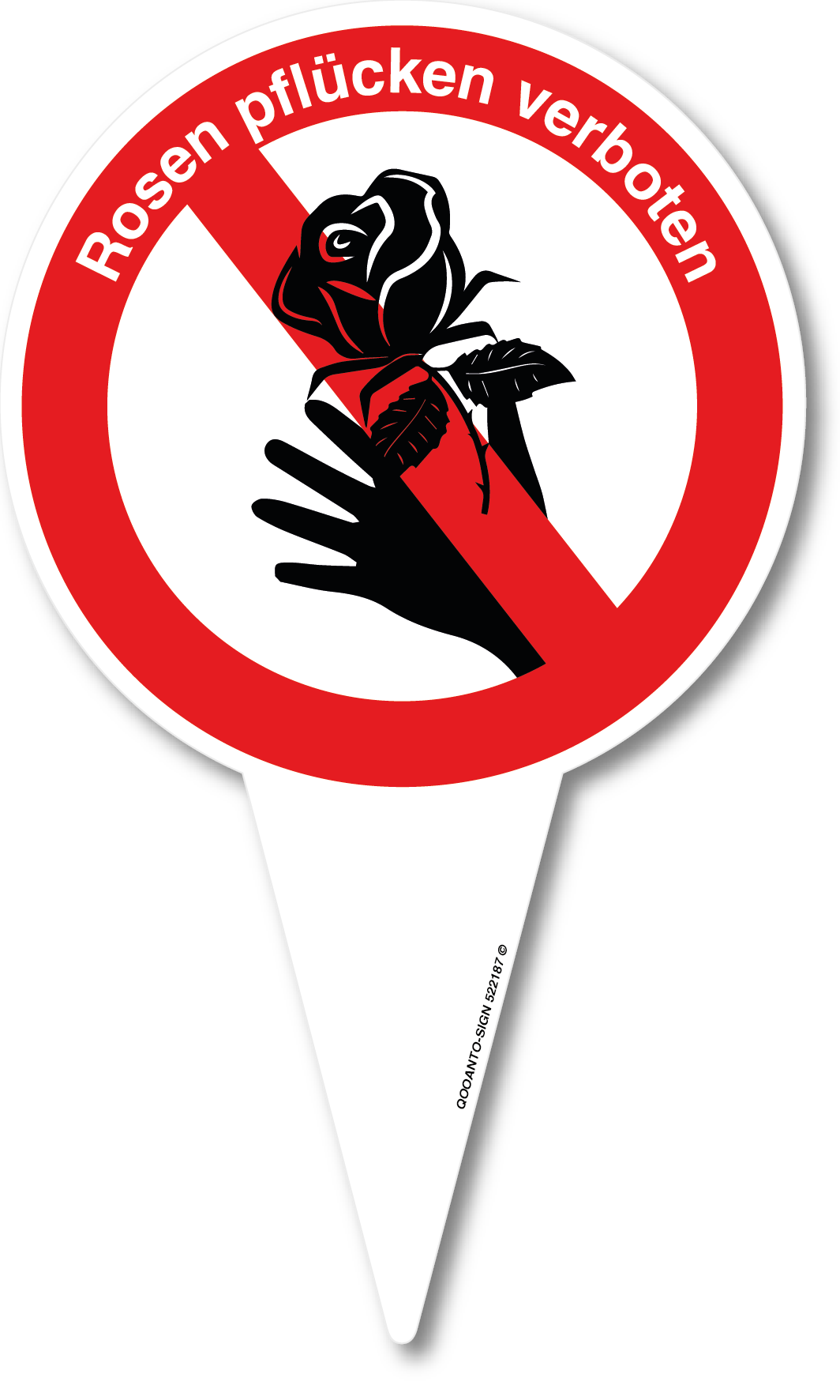 Rosen pflücken verboten Schild, aus Alu-Verbund, mit UV-Schutz