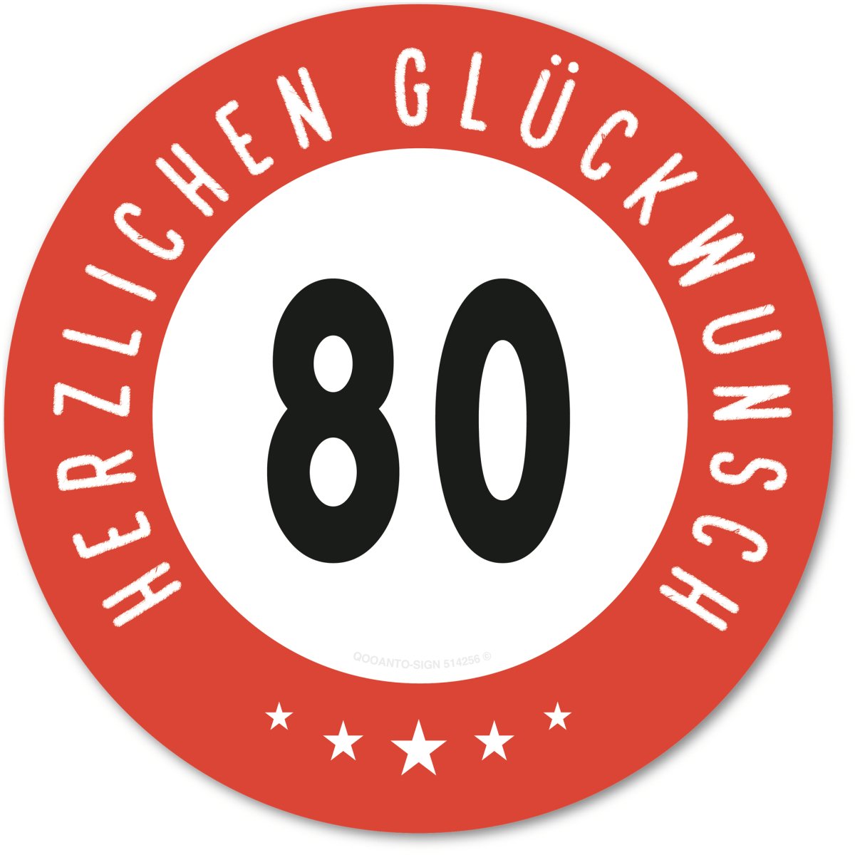 80 Geburtstagsschild mit Text "Herzlichen Glüchwunsch" aus Alu-Verbund mit UV-Schutz - QOOANTO-SIGN