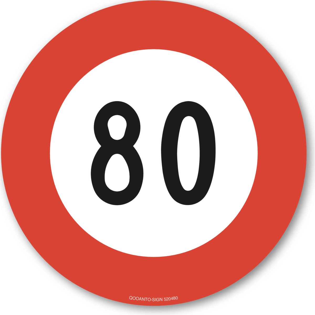 80 Höchstgeschwindigkeit Verkehrsschild oder Aufkleber aus Alu-Verbund oder Selbstklebefolie mit UV-Schutz - QOOANTO-SIGN