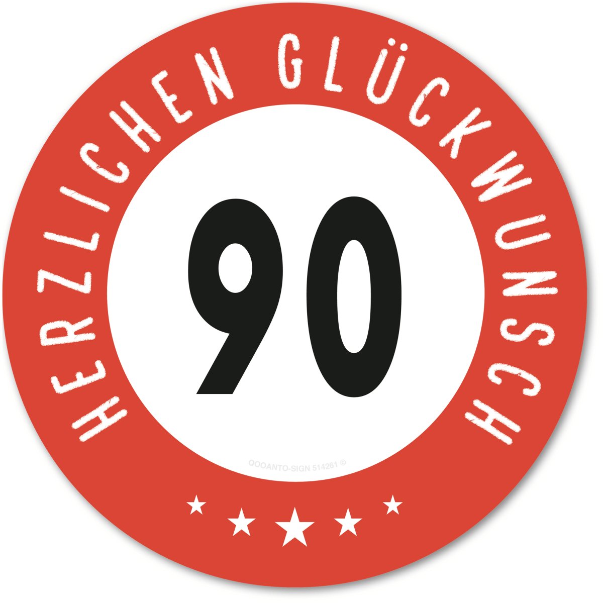 90 Geburtstagsschild mit Text "Herzlichen Glüchwunsch" aus Alu-Verbund mit UV-Schutz - QOOANTO-SIGN
