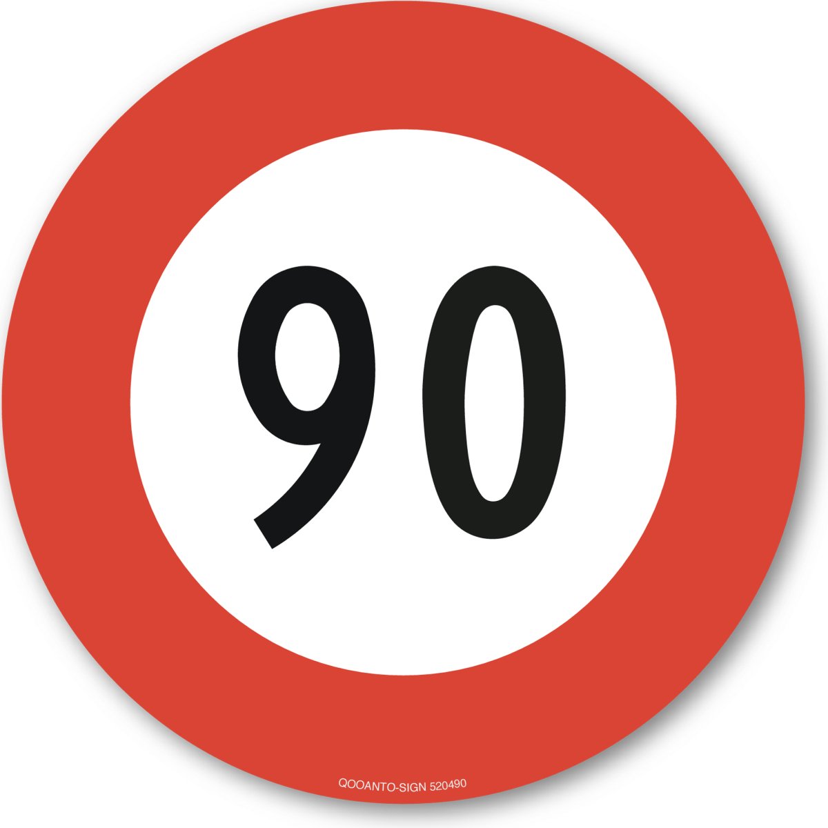 90 Höchstgeschwindigkeit Verkehrsschild oder Aufkleber aus Alu-Verbund oder Selbstklebefolie mit UV-Schutz - QOOANTO-SIGN