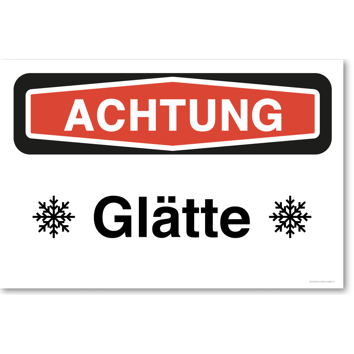 Achtung Glätte (Mit Schneeflocken) Schild aus Alu-Verbund mit UV-Schutz - QOOANTO-SIGN