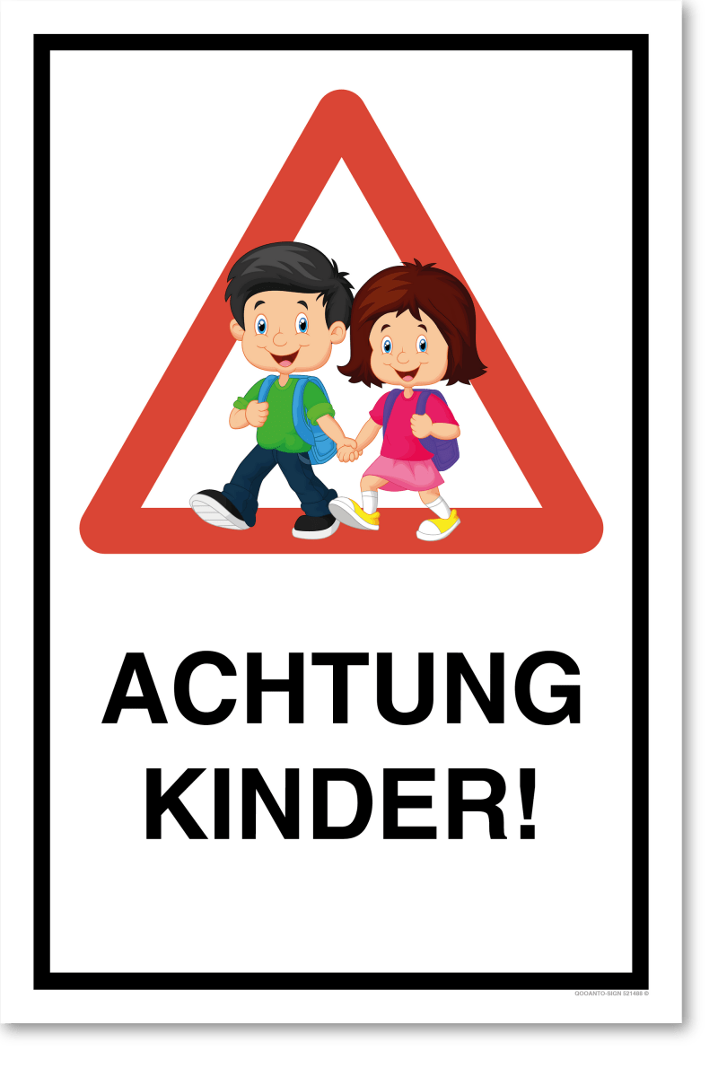Achtung Kinder Schild, Achtung Kinder, aus Alu-Verbund mit UV-Schutz - QOOANTO-SIGN