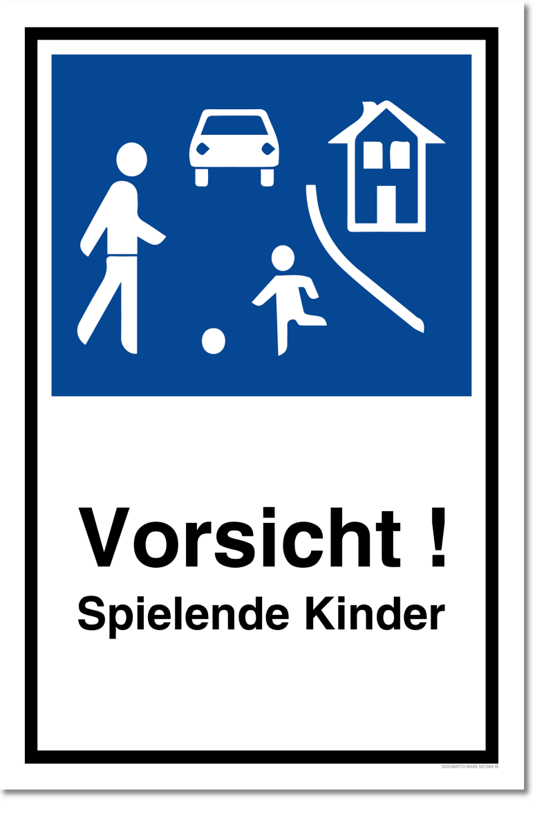 Achtung Kinder Schild, Achtung Kinder Wohnstrasse, aus Alu-Verbund mit UV-Schutz - QOOANTO-SIGN