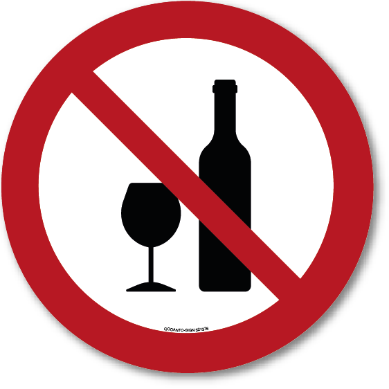 Alkoholverbot, EN ISO 7010 Verbotsaufkleber aus Selbstklebefolie mit UV-Schutz - QOOANTO-SIGN