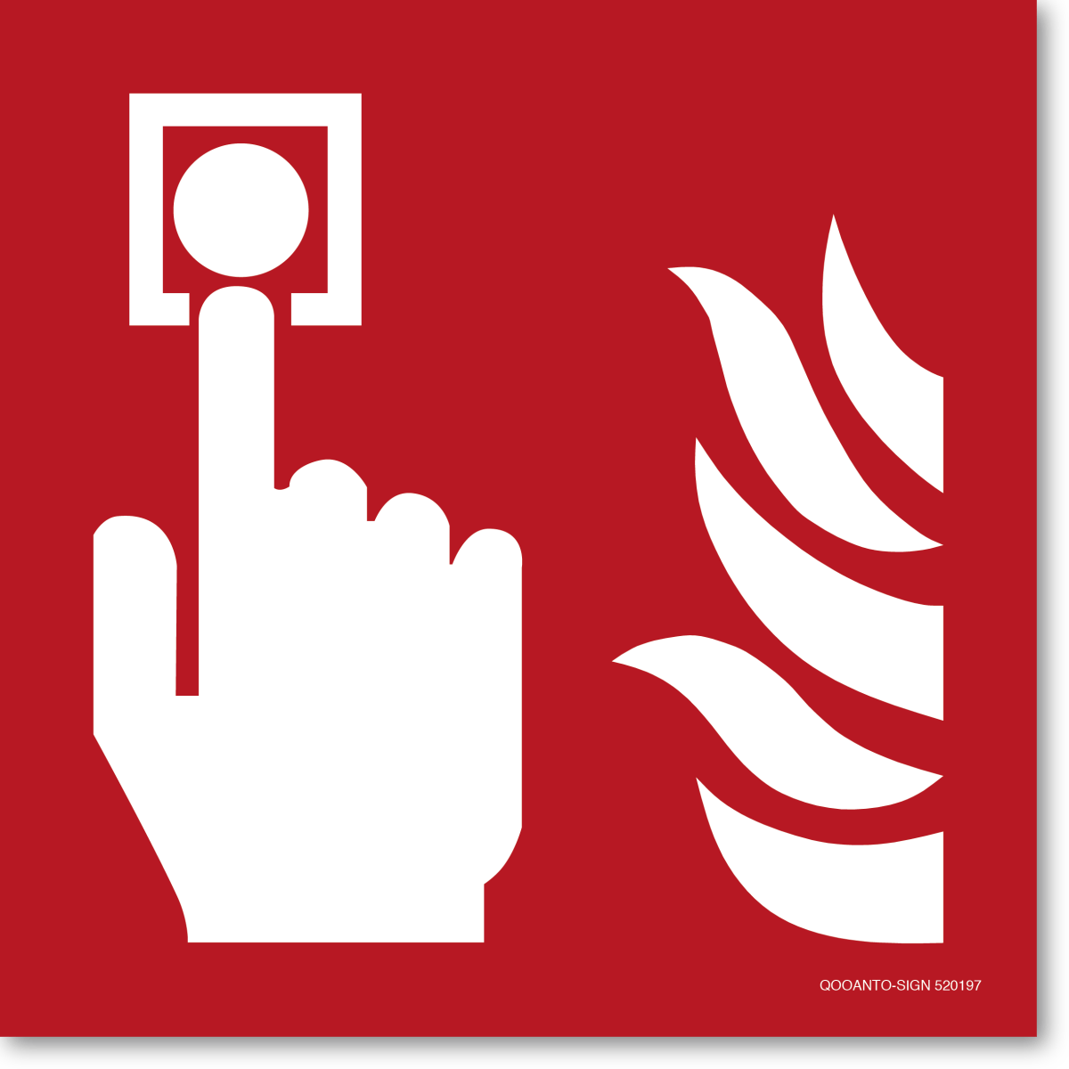 Brandmelder, EN ISO 7010, F005 Brandschutzschild oder Aufkleber aus Alu-Verbund oder Selbstklebefolie mit UV-Schutz - QOOANTO-SIGN