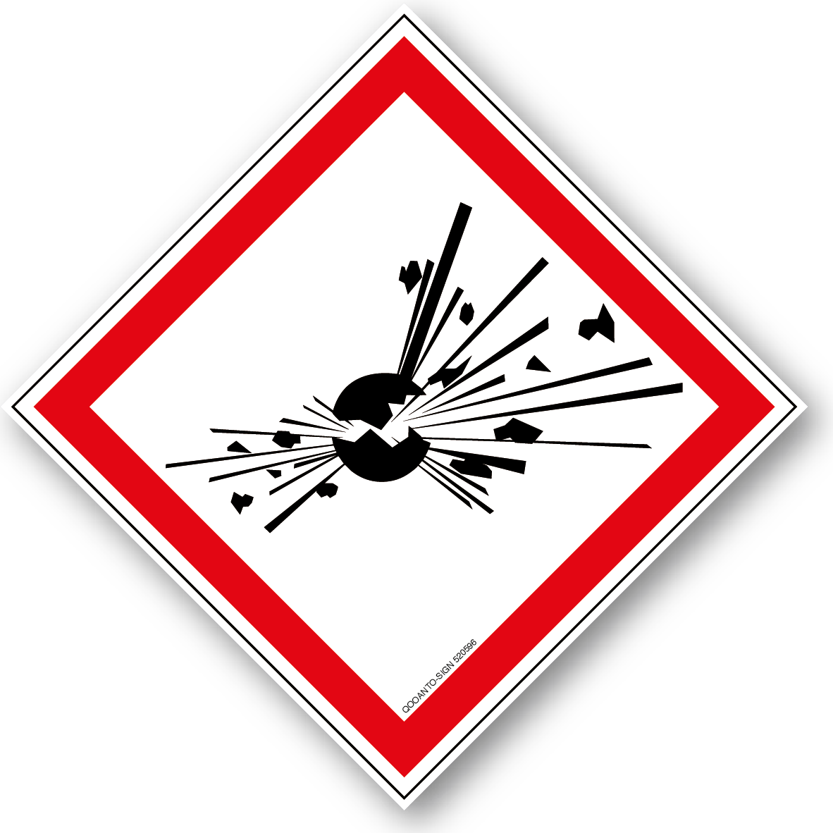 Explosiv, GHS01 Gefahrstoffschild oder Aufkleber aus Alu-Verbund oder Selbstklebefolie mit UV-Schutz - QOOANTO-SIGN