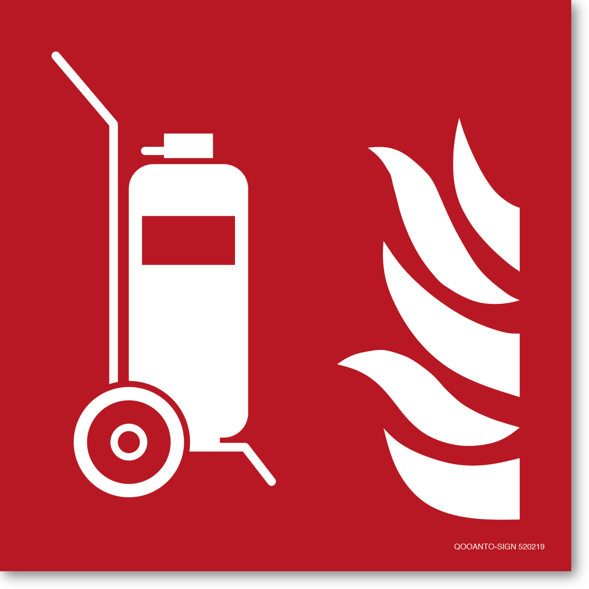 Fahrbarer Feuerlöscher, EN ISO 7010, F009 Brandschutzschild oder Aufkleber aus Alu-Verbund oder Selbstklebefolie mit UV-Schutz - QOOANTO-SIGN
