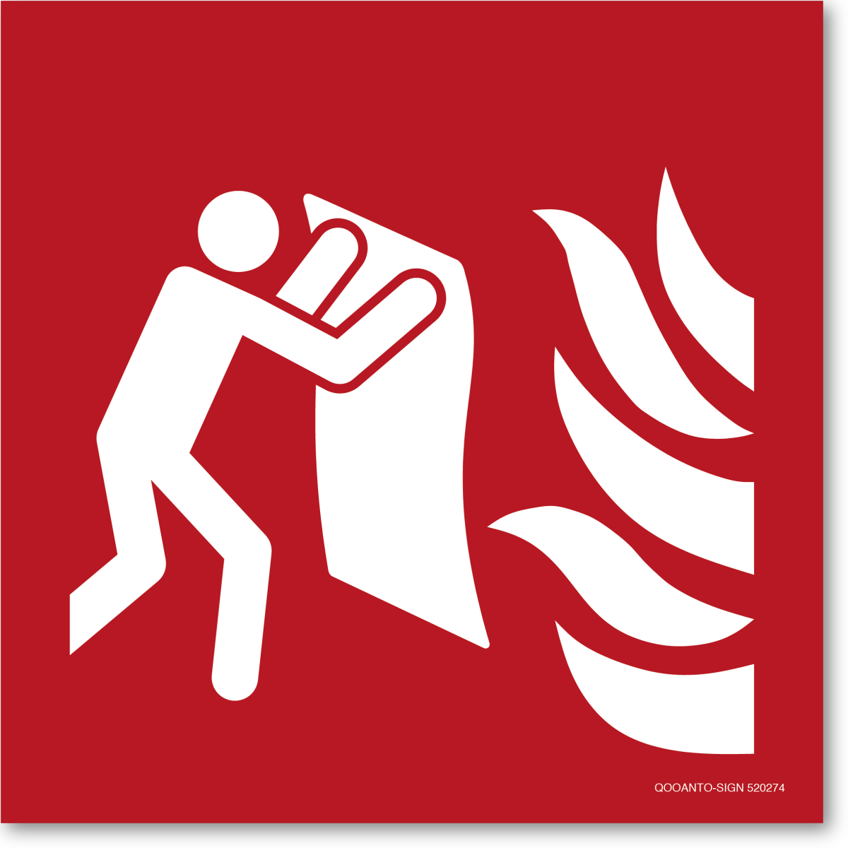 Feuerlöschdecke, EN ISO 7010, F016 Brandschutzschild oder Aufkleber aus Alu-Verbund oder Selbstklebefolie mit UV-Schutz - QOOANTO-SIGN