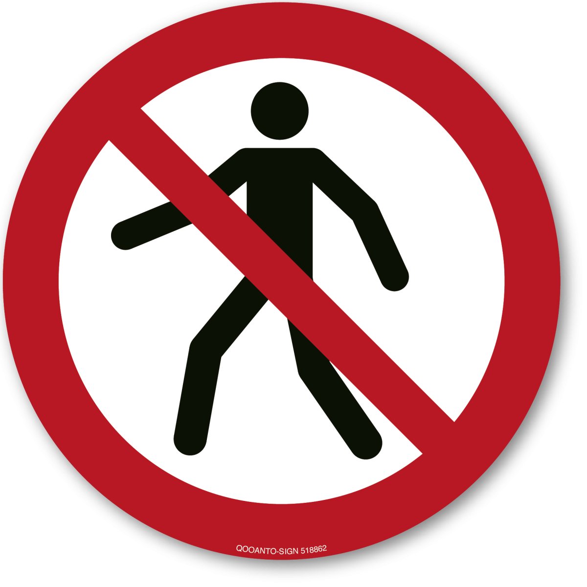 Für Fußgänger Verboten, EN ISO 7010, P004 Verbotsschild oder Aufkleber aus Alu-Verbund oder Selbstklebefolie mit UV-Schutz - QOOANTO-SIGN