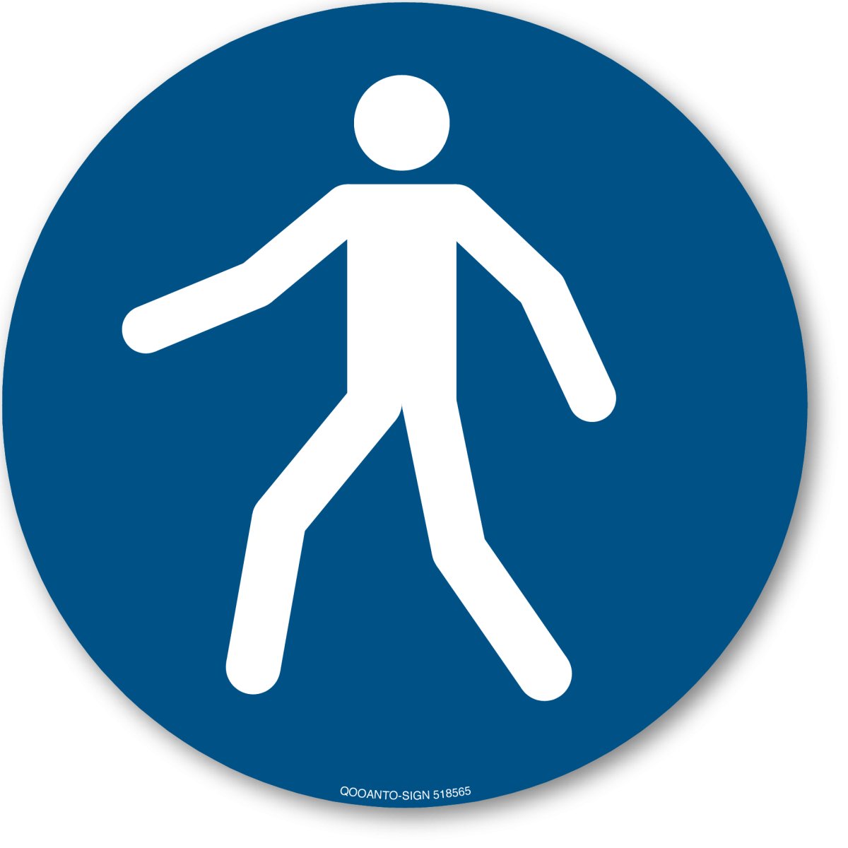 Fußgängerweg Benutzen, EN ISO 7010, M024 Gebotsschild oder Aufkleber aus Alu-Verbund oder Selbstklebefolie mit UV-Schutz - QOOANTO-SIGN