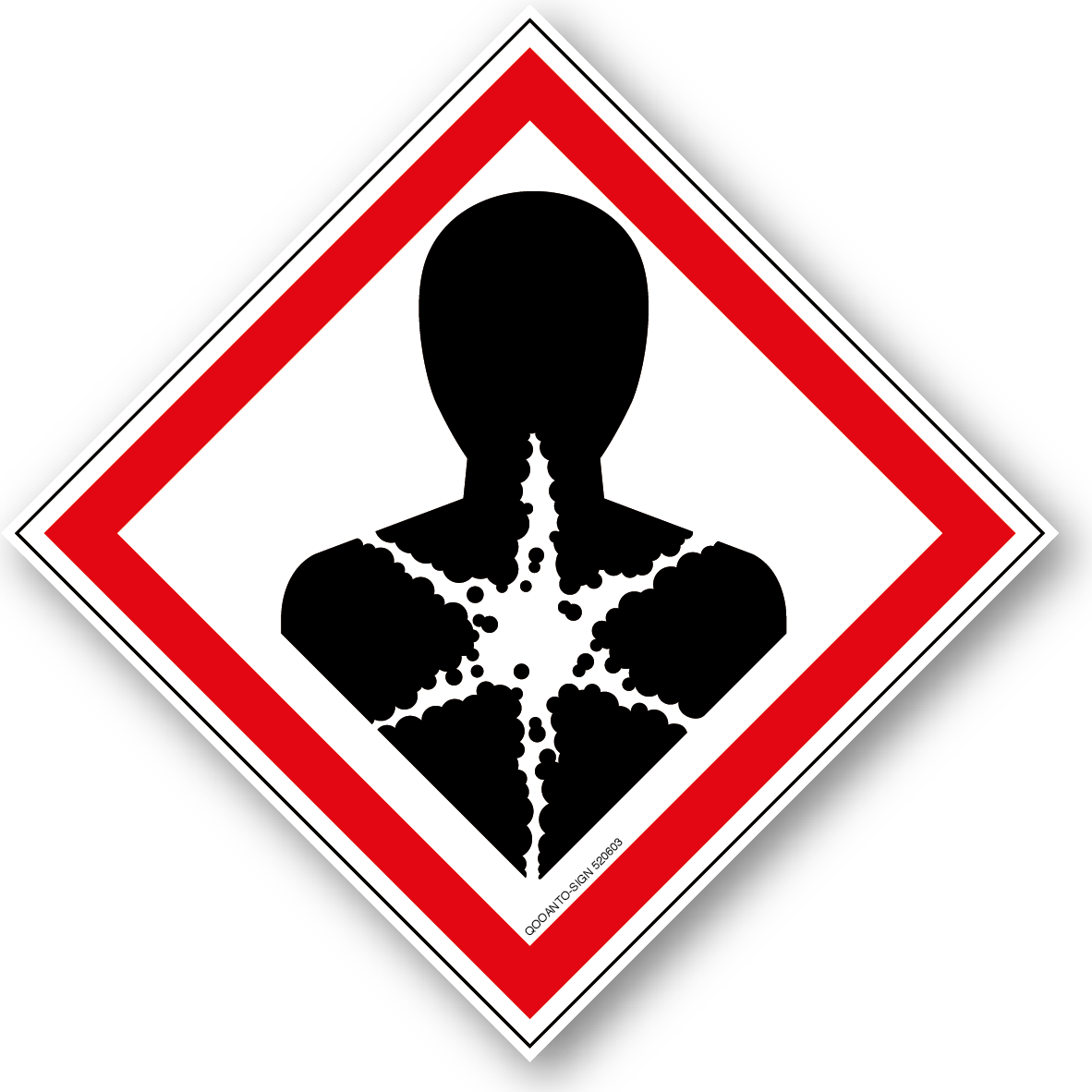 Gesundheitsschädlich, GHS08 Gefahrstoffschild oder Aufkleber aus Alu-Verbund oder Selbstklebefolie mit UV-Schutz - QOOANTO-SIGN