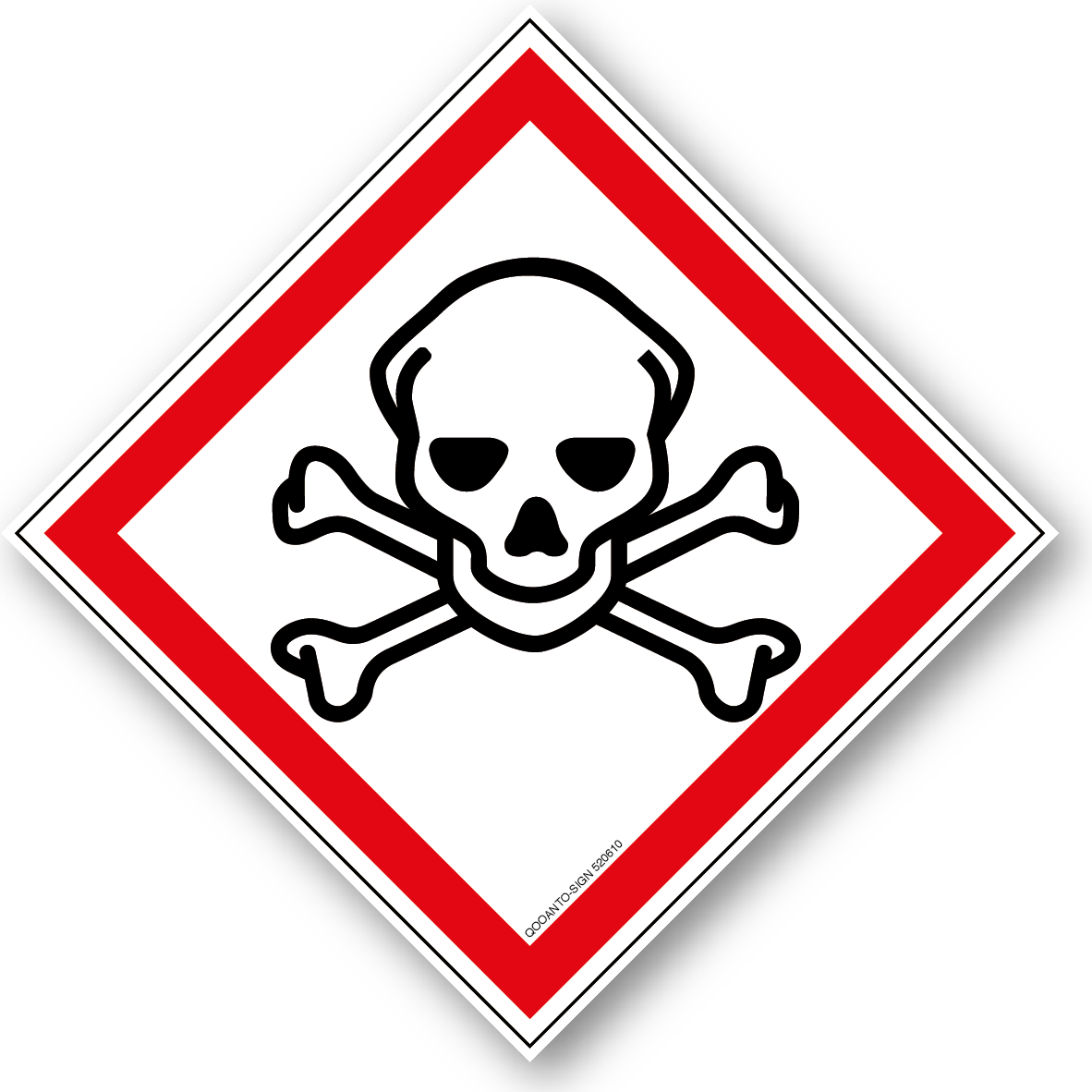 Giftig, GHS06 Gefahrstoffschild oder Aufkleber aus Alu-Verbund oder Selbstklebefolie mit UV-Schutz - QOOANTO-SIGN