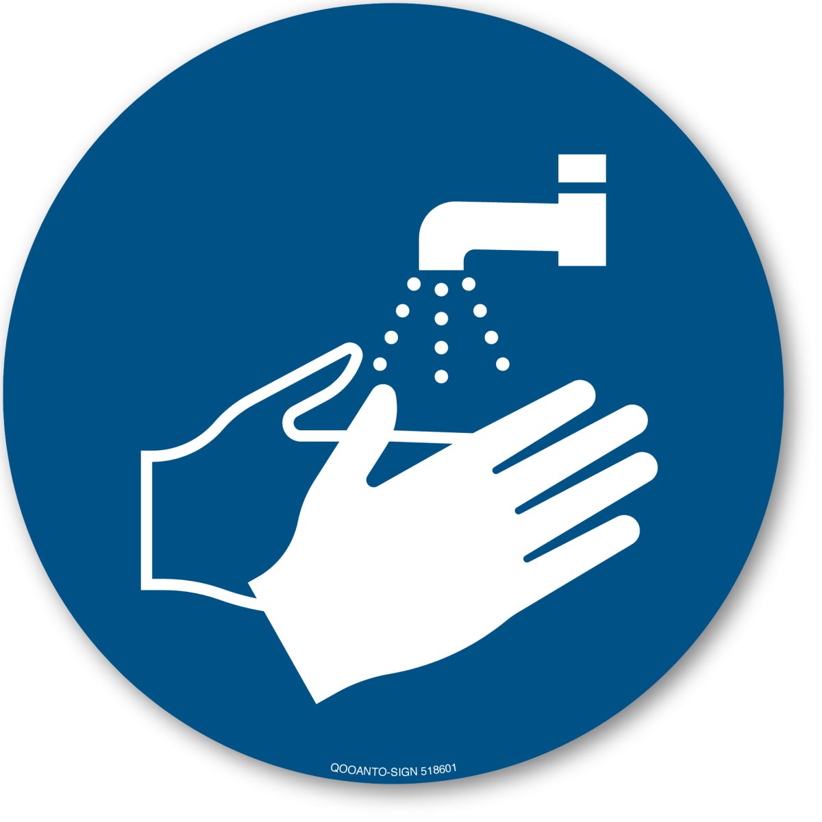 Hände Waschen, EN ISO 7010, M011 Gebotsschild oder Aufkleber aus Alu-Verbund oder Selbstklebefolie mit UV-Schutz - QOOANTO-SIGN