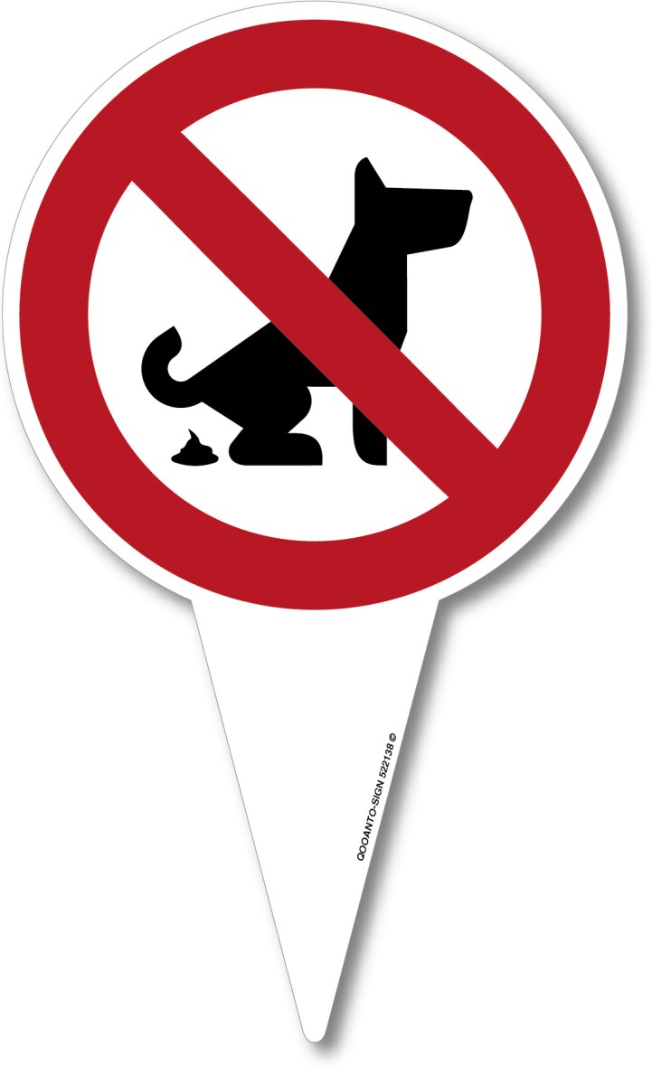 Kein Hundeklo Verbotsschild als Steckschild mit Erdspiess aus Alu-Verbund mit UV-Schutz - QOOANTO-SIGN