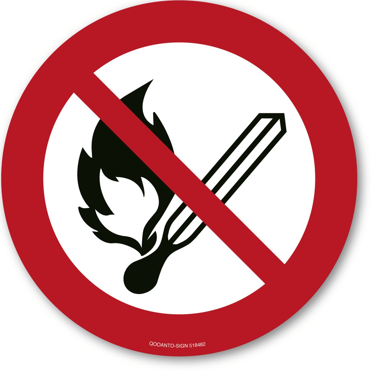 Keine Offene Flamme Feuer Offene Zündquelle Und Rauchen Verboten, EN ISO 7010, P003 Verbotsschild oder Aufkleber aus Alu-Verbund oder Selbstklebefolie mit UV-Schutz - QOOANTO-SIGN