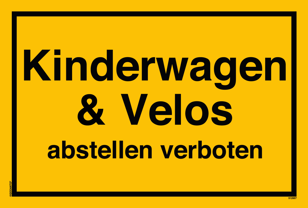 Kinderwagen & Velos Abstellen Verboten Schild aus Alu-Verbund mit UV-Schutz - QOOANTO-SIGN
