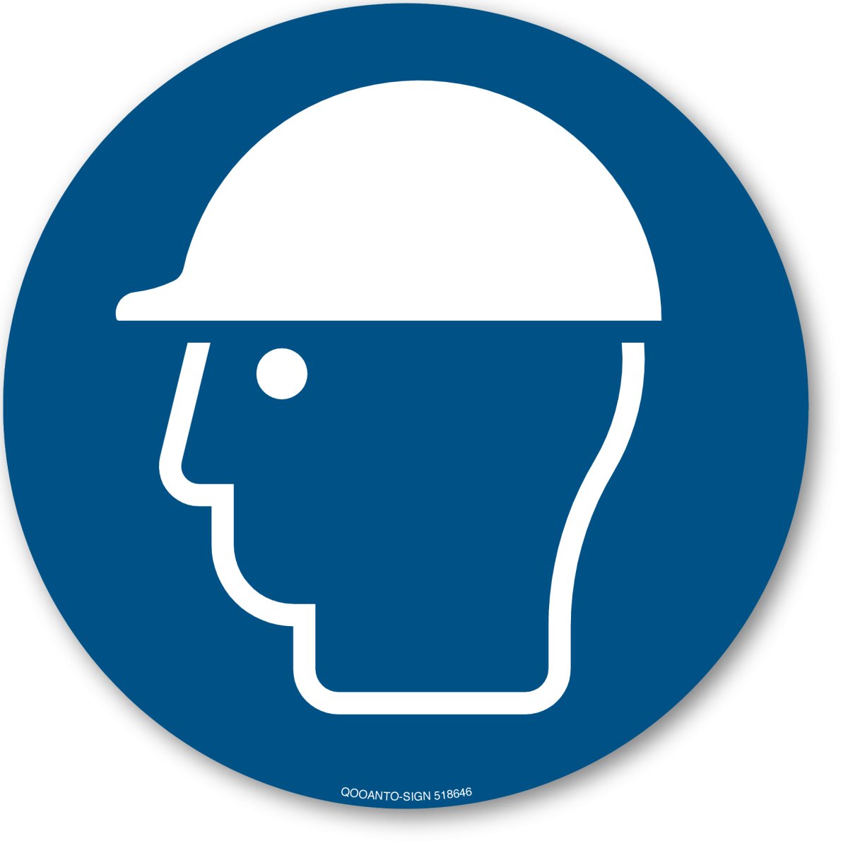 Kopfschutz Benutzen, EN ISO 7010, M014 Gebotsschild oder Aufkleber aus Alu-Verbund oder Selbstklebefolie mit UV-Schutz - QOOANTO-SIGN