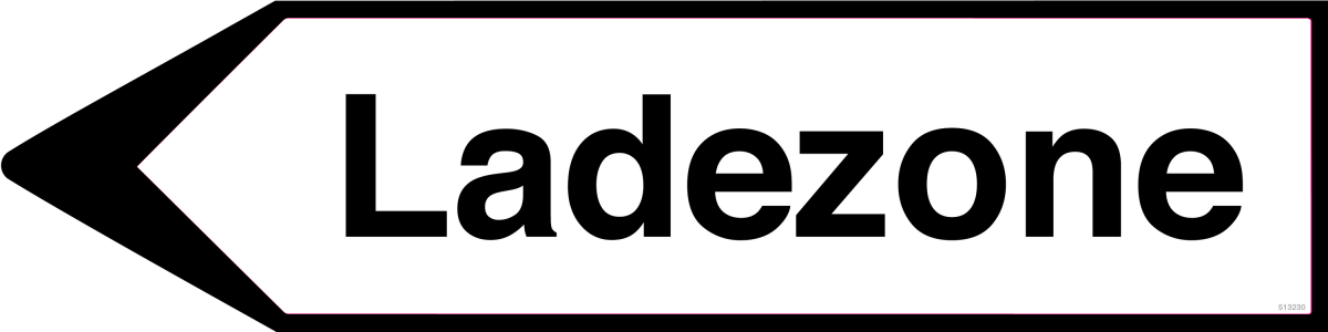Ladezone Wegweiser Schild Linksweisend aus Alu-Verbund mit UV-Schutz - QOOANTO-SIGN