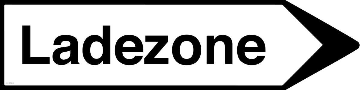Ladezone Wegweiser Schild Rechtsweisend aus Alu-Verbund mit UV-Schutz - QOOANTO-SIGN