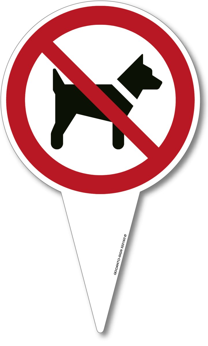 Mitführen von Hunden verboten Steckschild mit Erdspiess aus Alu-Verbund mit UV-Schutz - QOOANTO-SIGN