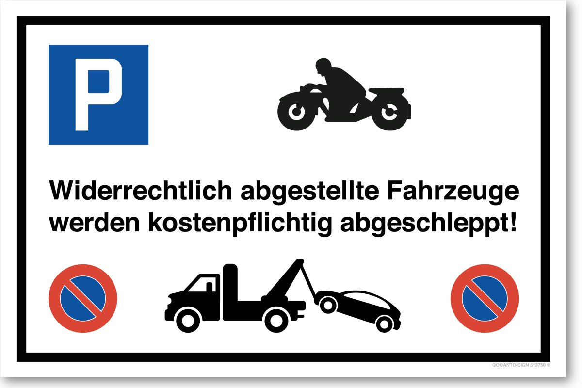 Parkplatzschild, Motorrad, aus Alu-Verbund mit UV-Schutz - QOOANTO-SIGN