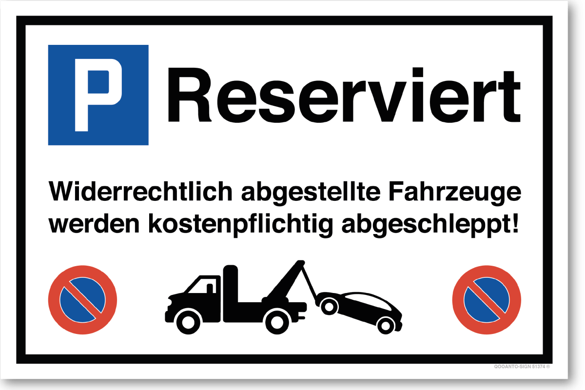 Parkplatzschild, Reserviert, aus Alu-Verbund mit UV-Schutz - QOOANTO-SIGN