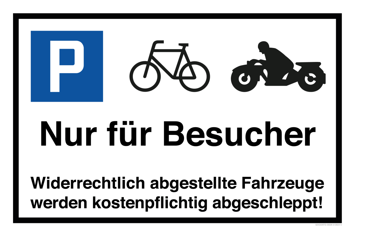 Parkplatzschild, Velo & Motorrad - Nur Für Besucher, aus Alu-Verbund mit UV-Schutz - QOOANTO-SIGN